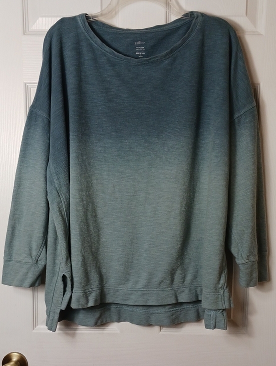 J. Jill Tops - J Jill Fit Relaxed High Low Top Blue Ombre Oversized Long Sleeve Size XL Petite